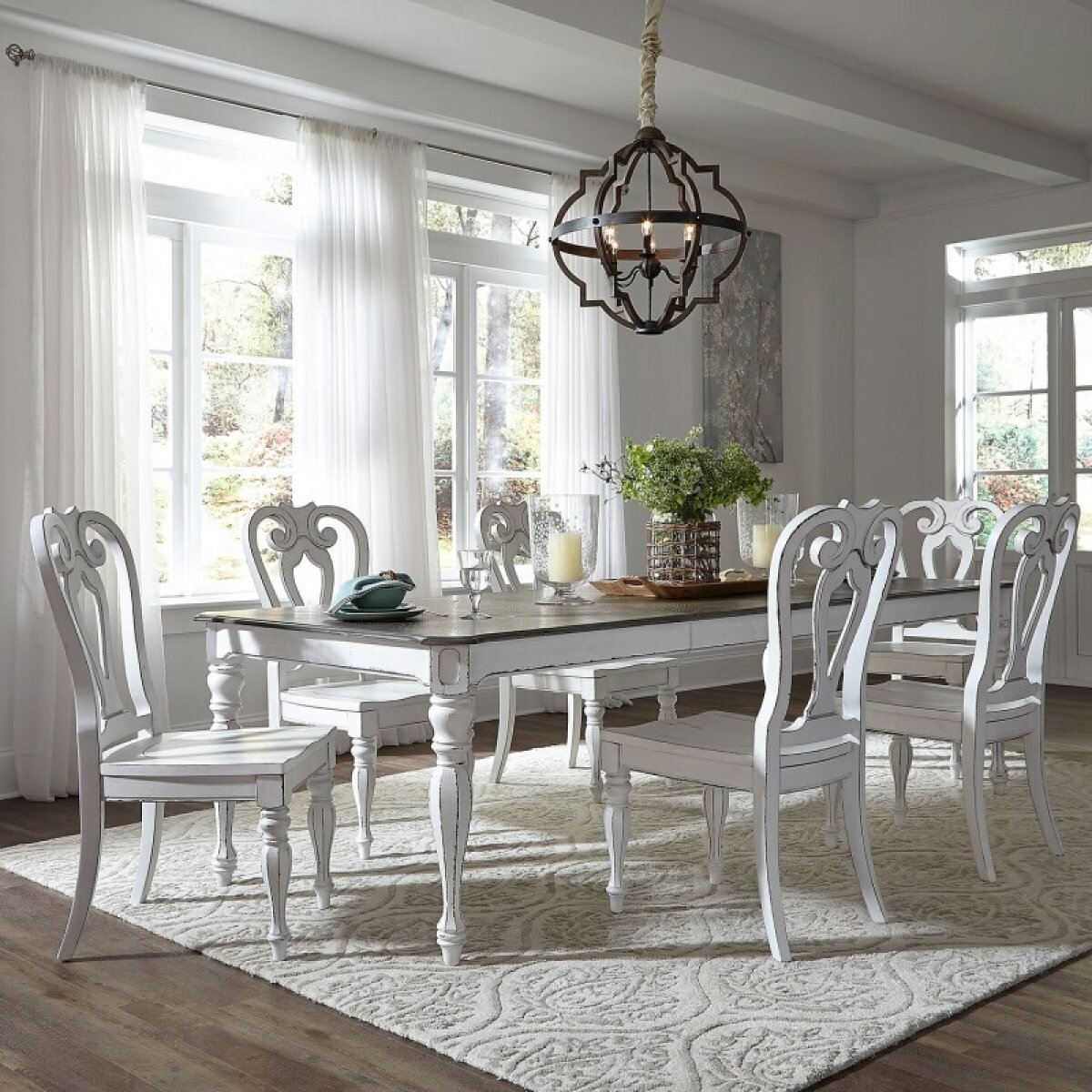 62b1af24976ad00d47d19e48490d37ad Magnolia Manor Opt 7 Piece Leg Table Set - Image 1