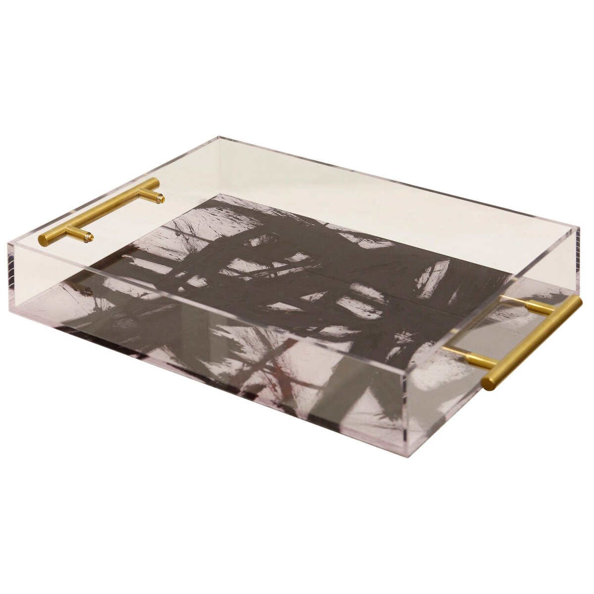635363372309a9c15557408cd19fa33d Barbarou Acrylic Tray | Abstract Print On Acrylic With Gold Handles - Image 1