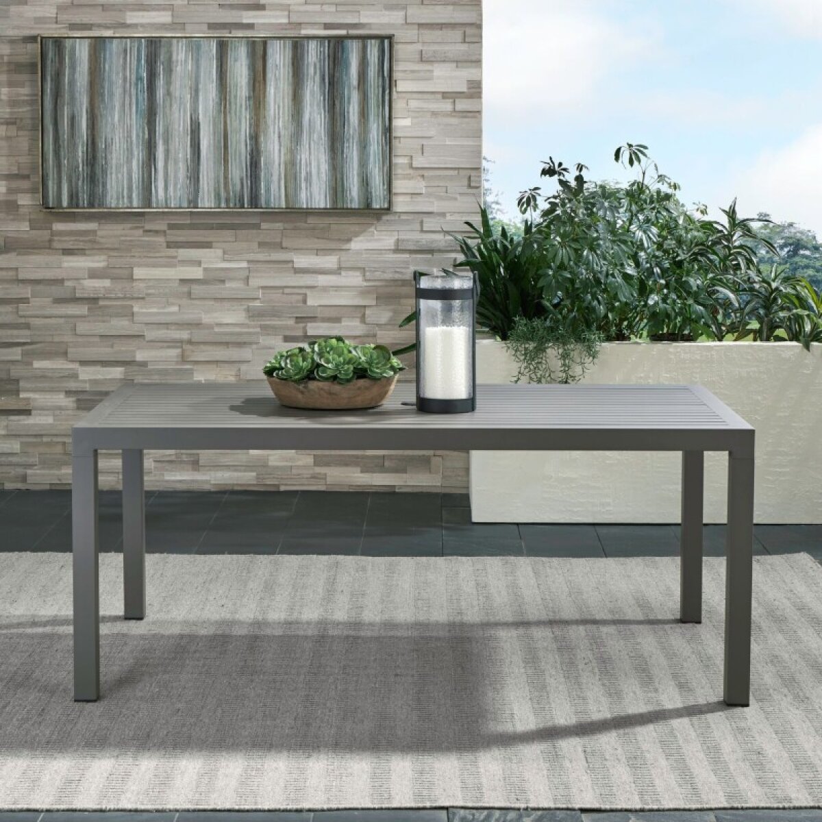 6364a8bad442c1e72d1a3c4e862e0f24 Outdoor Rectangular Leg Table - Granite - Image 1