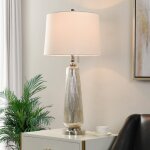 Mercury Glass Ribbed Glass Body Table Lamp With Single Pull Chain 100 Watts - Image 7