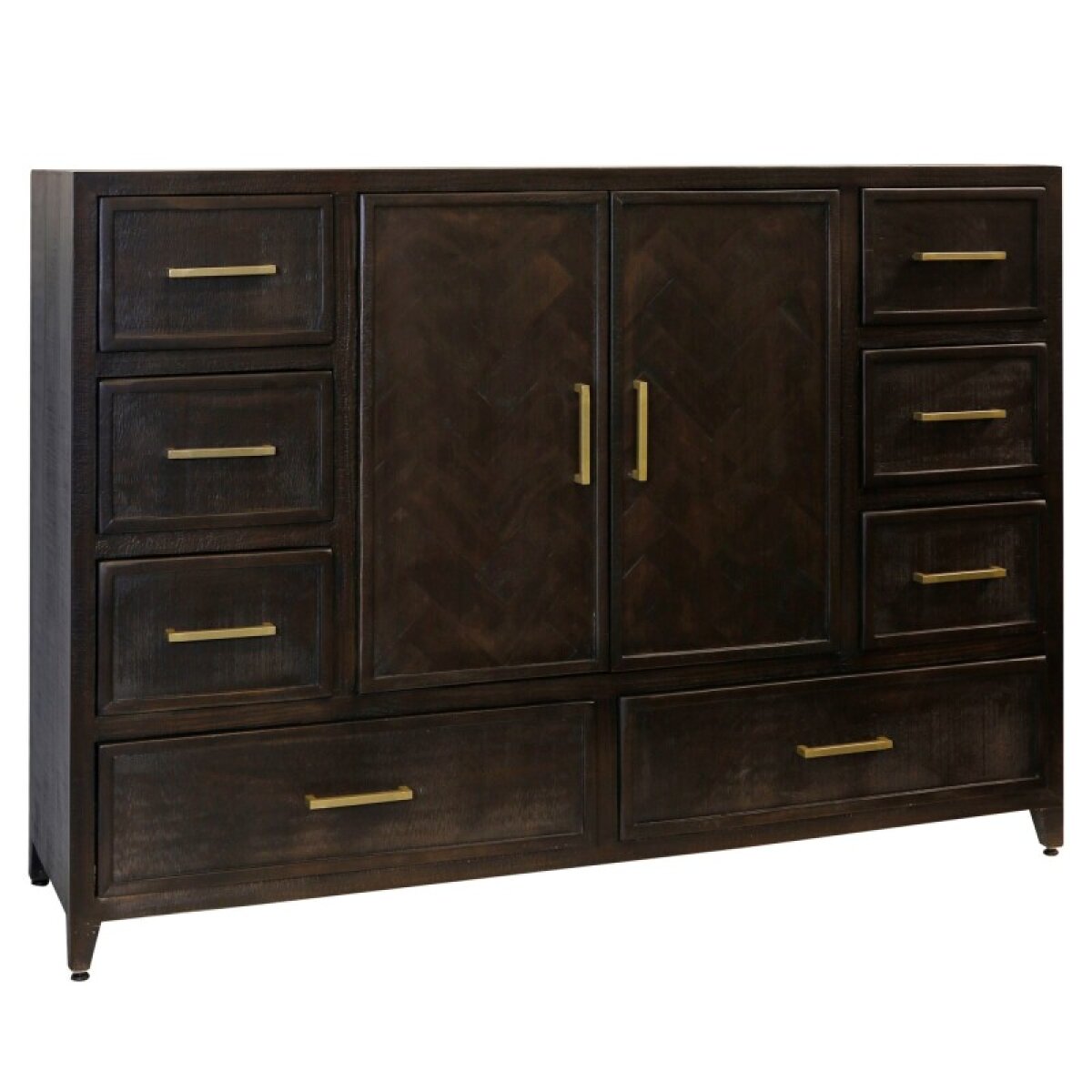 645ae7f3a85baeb4ba8bf41564bcd381 Burnt Umber Solid Wood 8 Drawer 2 Door Wardrobe Console - Image 1