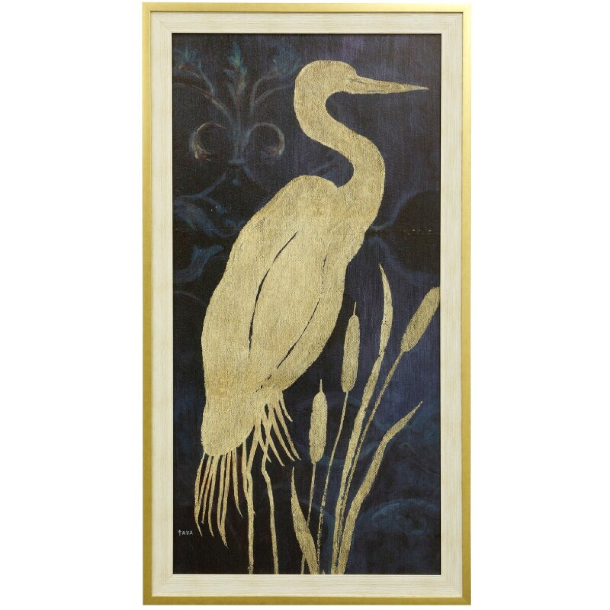 6496ca5d067a1e44abfc57fc2ff8f81d Cranes And Cattails Ii Double Framed Textured Print - Image 1