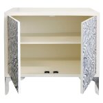 Serpentine Cabinet Off White And Bone Grey Mosaic Cabinet Double Doors - Image 4