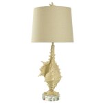 Porthaven Tan Coastal Table Lamp With Open Conch Shape And Acrylic Accent