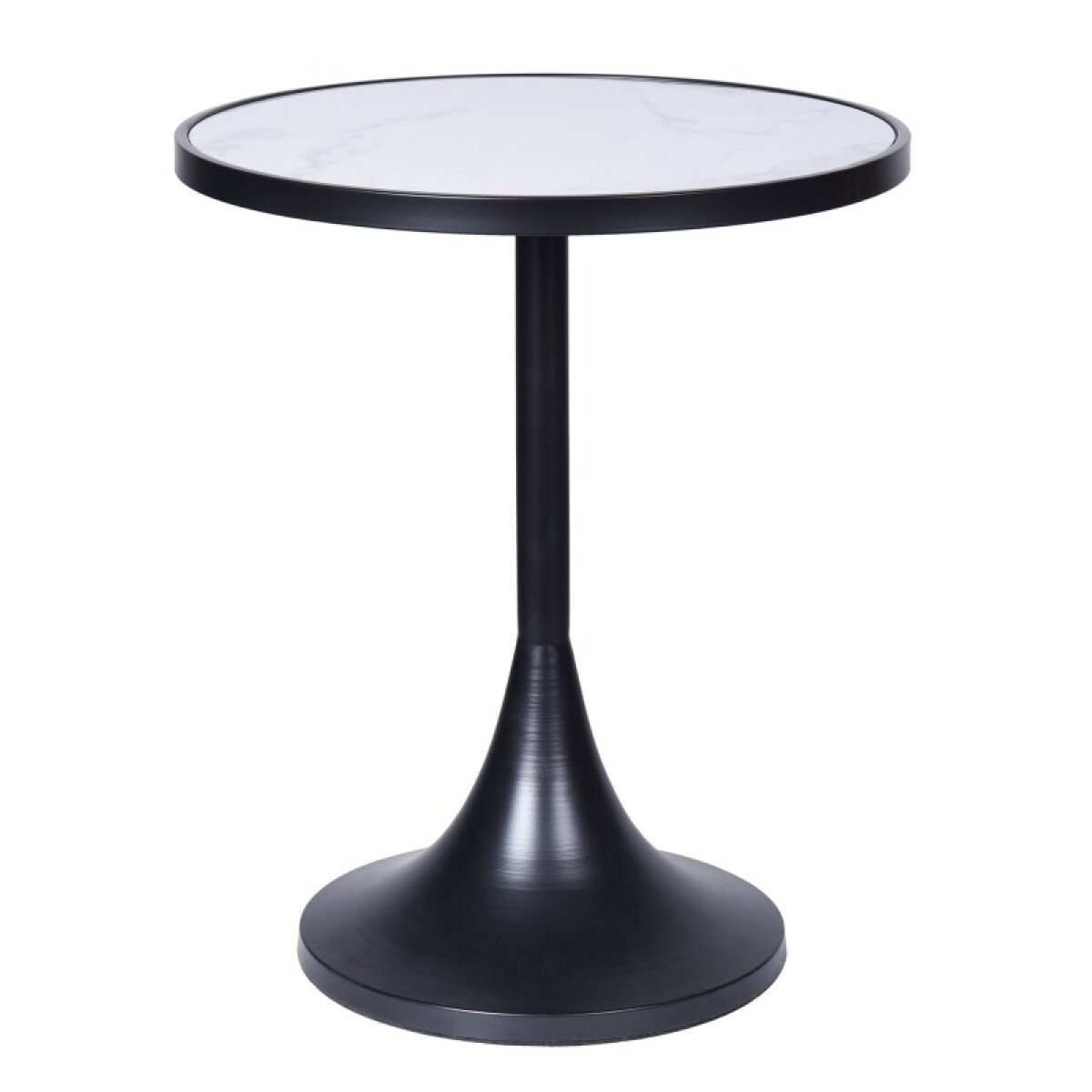 662f4054cbc45d1665830c32bd2c66dc Matte Black Spun Metal And Mdfmarble Paper Venner Top Accent Table - Image 1