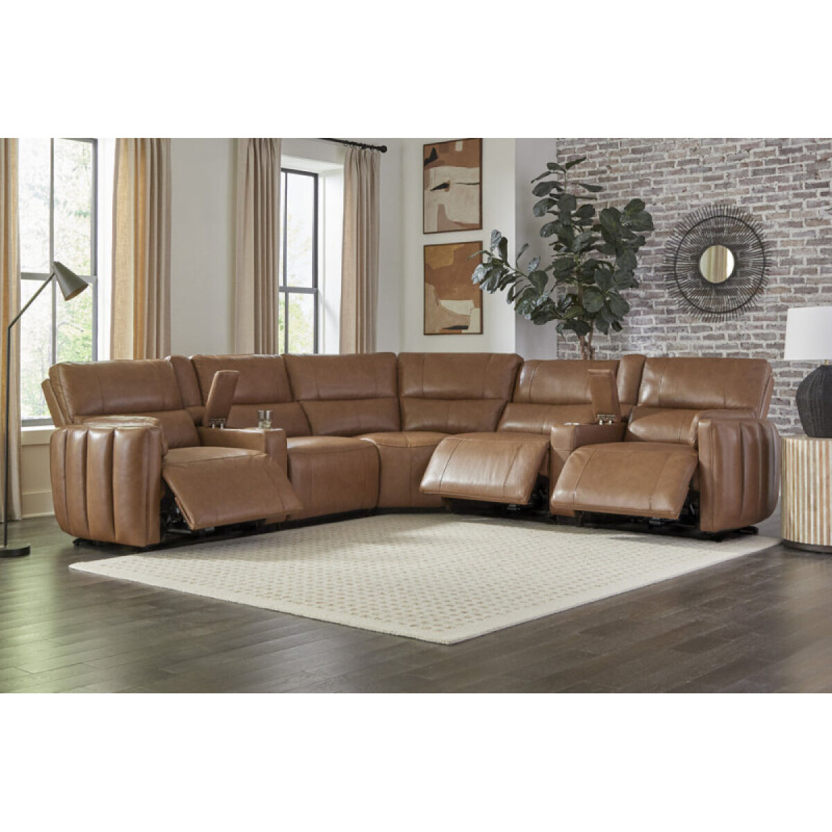 6827c0e05d1e7bcfd81cd11743069d22 Modesto - Sable 7pc Modular Power Reclining Sectional With Power Adjustable Headrests - Image 1