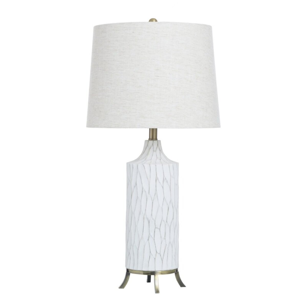 6839cf745cd3ebde69fb30d6c211746d Waylon White Table Lamp White Carved Polyresin Body With Bronze Accents And Footed Base - Image 1