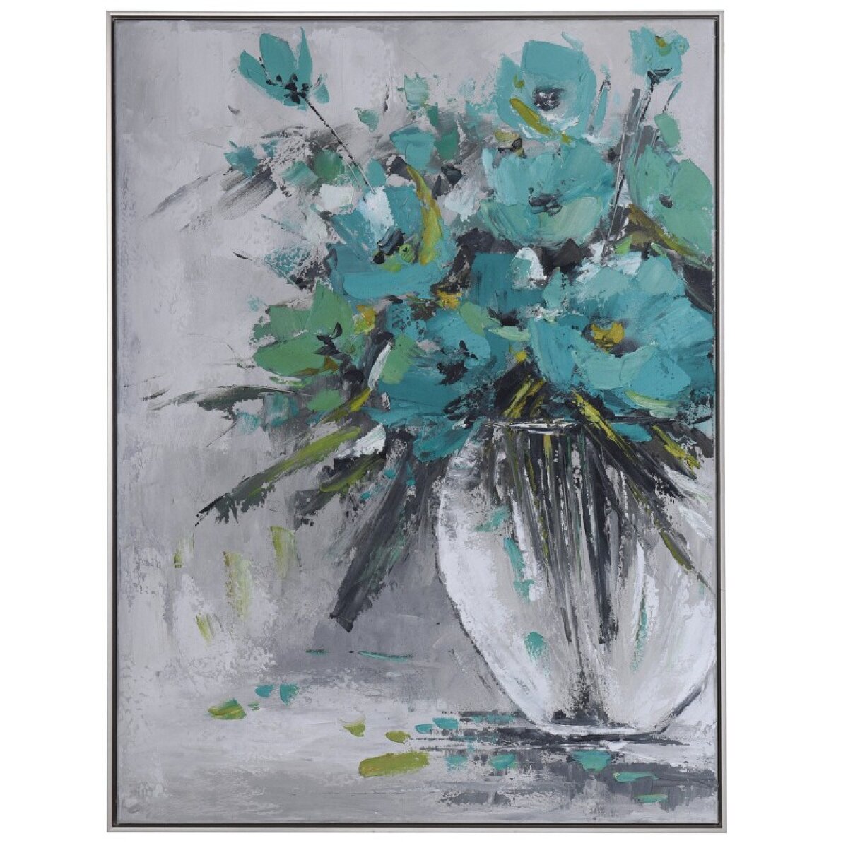 68672b99dc5d11d2f3f512e7d563baa0 Turquoise Arrangement Hand Painted Framed Canvas - Image 1