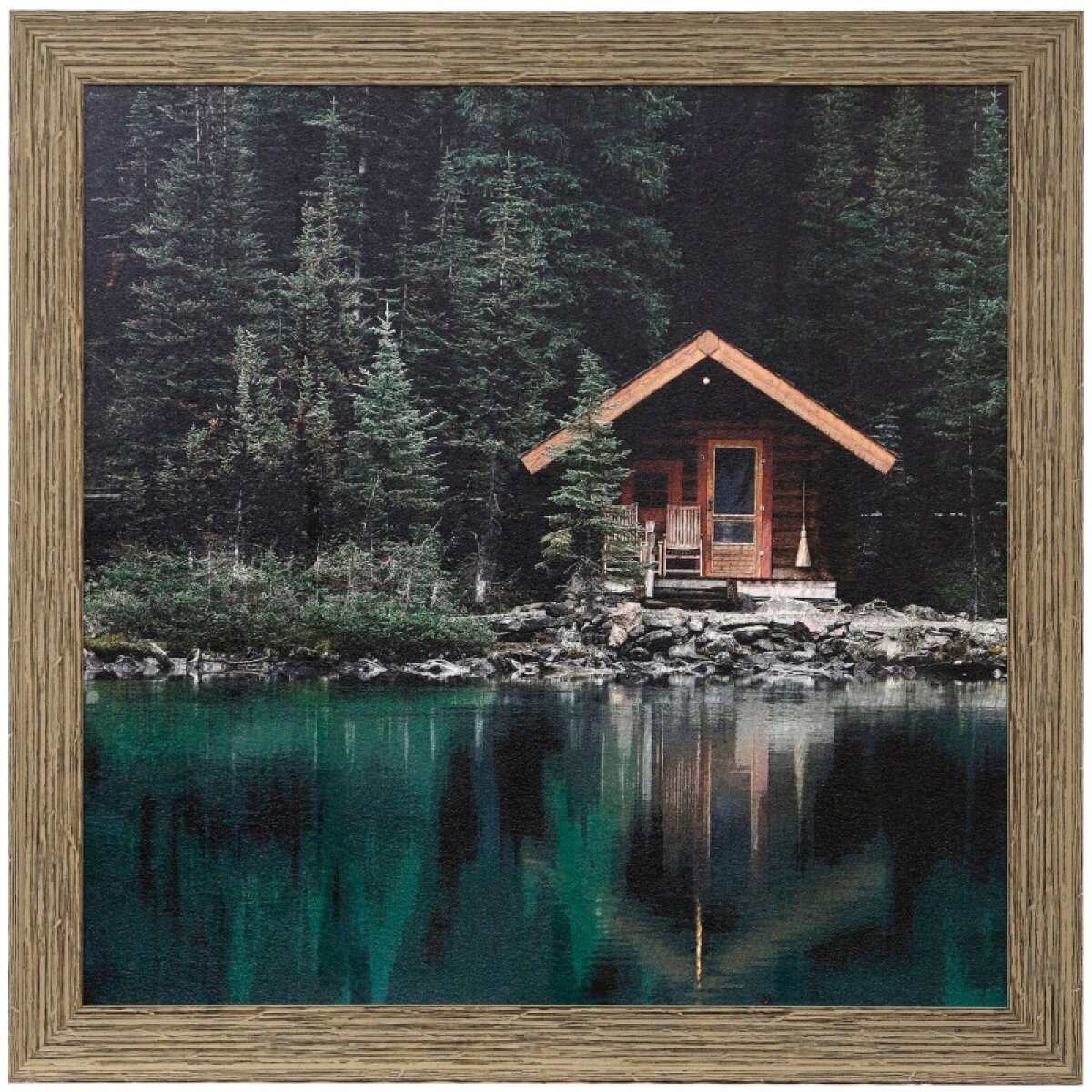 6868caf6bbea160296902407aa43a8a8 Cabin Lake I Textured Framed Print - Image 1