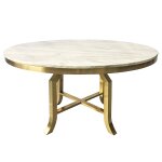Fillmore Dining Table | Brushed Gold Finish On Metal With Veneer Marble Top