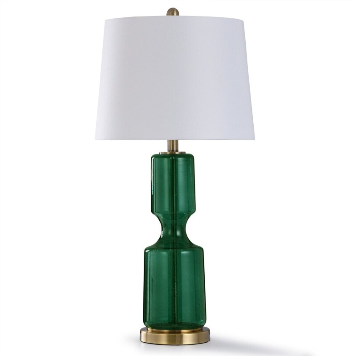 6a0fe59afb6ad5753907cb434324bbc6 Seeded Emerald Glass And Steel Table Lamp With Antique Brass Base - Image 1