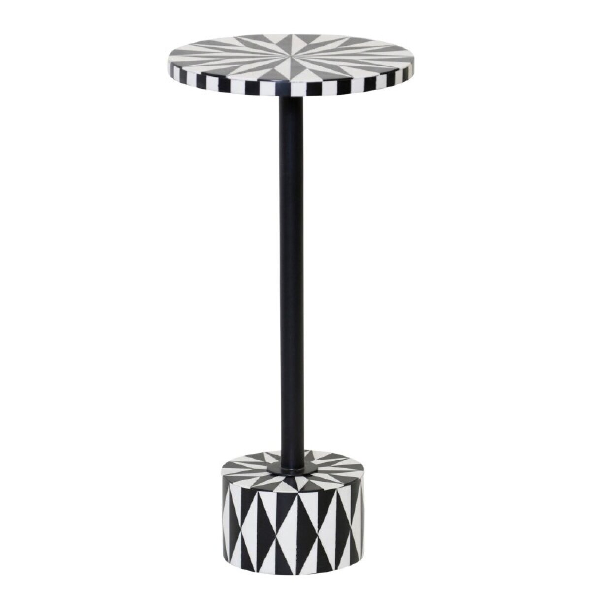 6bb20acc9a0b214d49a0052ae858fbfc White Parasol Drink Table Made Of Black Stained Wood Veneer & White Resin With Black Metal Post - Image 1