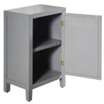 Soft Gray Small Mirrored Side Table With Storage - Image 3