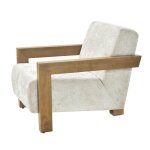 Honey Stain & Beige Timberline Club Chair Made Of Solid Rubberwood Wht Taupe Fabric Seat & Back - Image 8