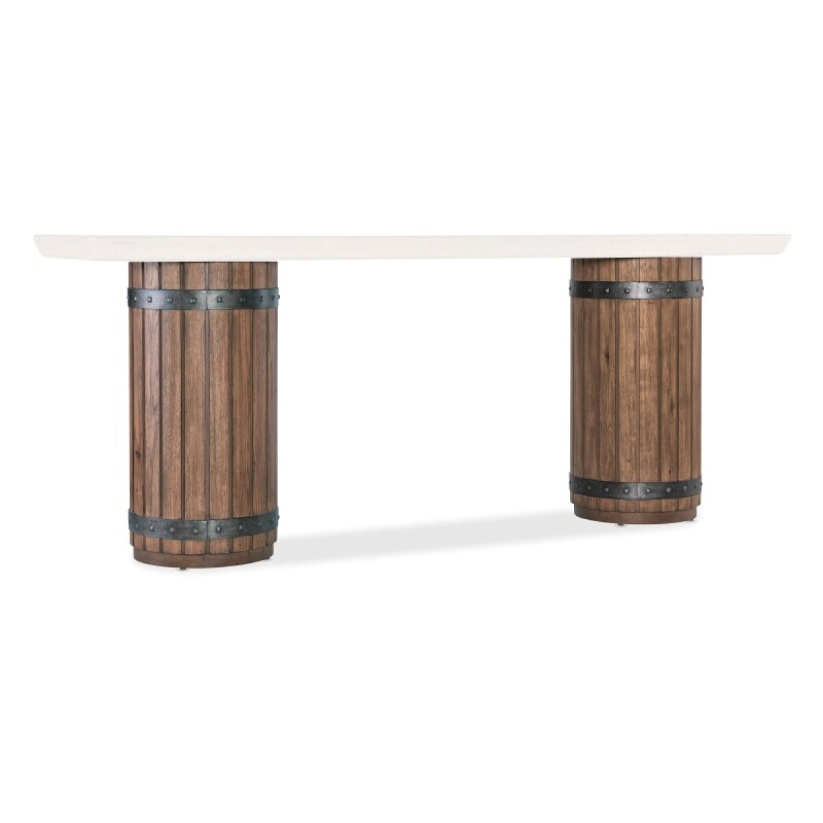 6d06142a251fa7cf3b3be52c249765e0 Living Room Vineyard Row Console Table Barrel Base - Image 1