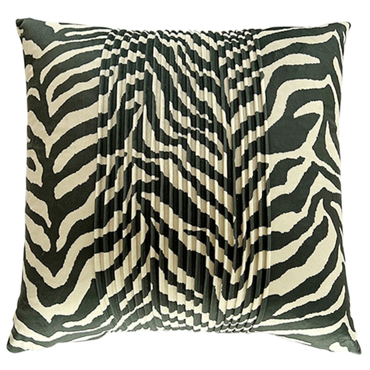 6d2821f3b408340d147385b1d814c0a3 Dann Foley Lifestyle Dann Foley Zebra Taupe Velvet Tux Pleat Pillow - Image 1