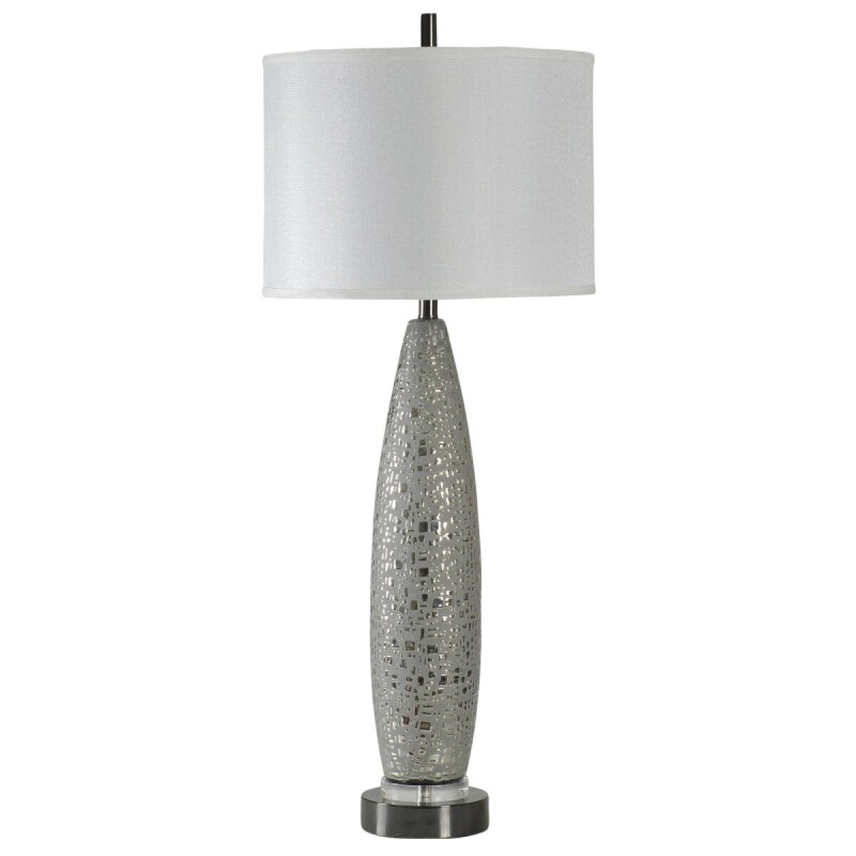 6d2bc187bc8d3230119a12035eeaf6d8 Metallic Ceramic Lamp On Acrylic Base Fabric Shade - Image 1