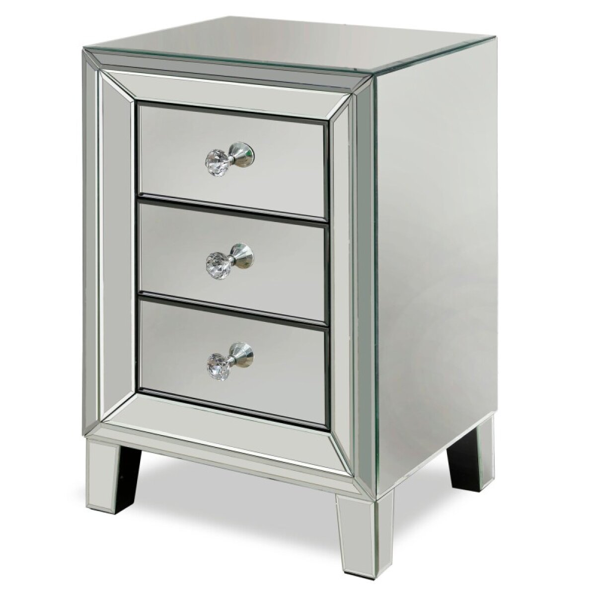 6d86e08d5ac6610e597d077f16770df0 Mirrored Side Table With Three Drawers - Image 1