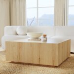 Layne Solid Wood Square Coffee Table W Casters - True Natural - Image 6
