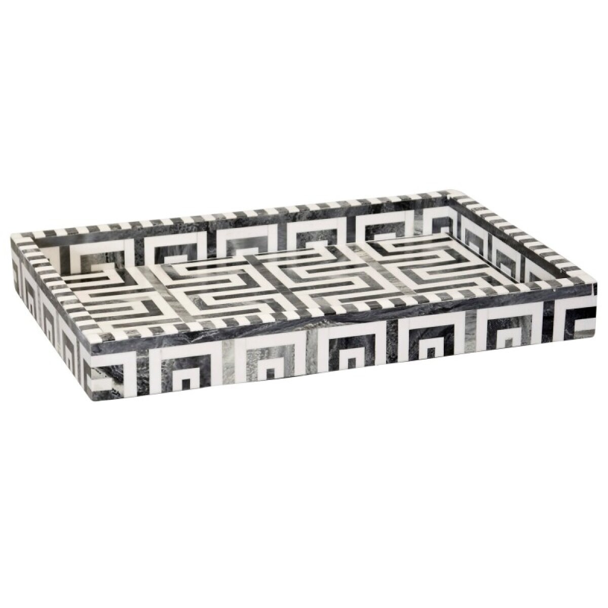 6df02b2809546bd96de8825d0abc7231 Grey Geo Dann Foley Lifestyles Rectangle Tray - Image 1