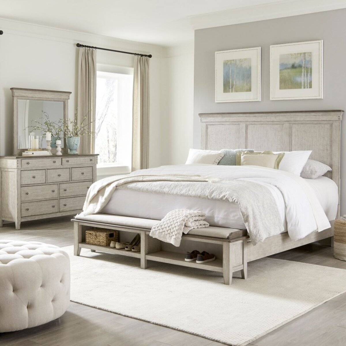 6f6342fcf7253c9955656954ac68a8e8 King Storage Bed, Dresser & Mirror - Image 1