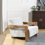 Honey Stain & Beige Timberline Club Chair Made Of Solid Rubberwood Wht Taupe Fabric Seat & Back - Image 7