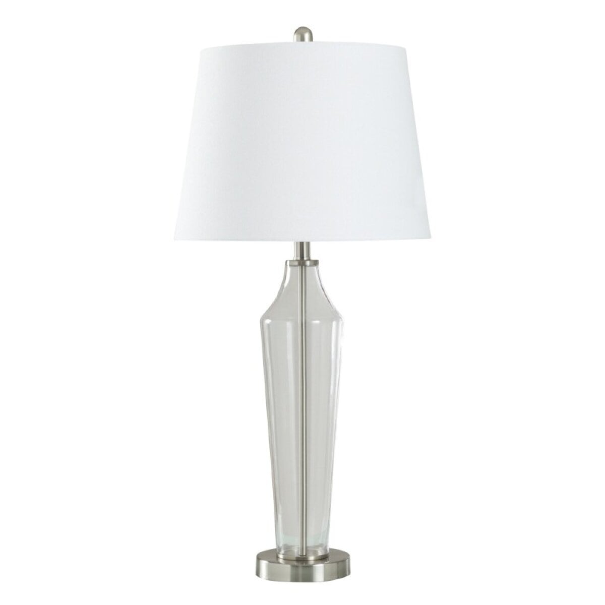 706ec27ceb18b4083ec3d50abdfbd302 Clear Seeded & Brushed Steel Glass Table Lamp - Image 1