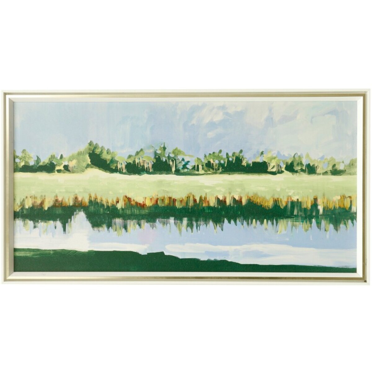 71d1661f2e62abed0637218fadf45b9b Lakehouse View Textured Double Framed Landscape Print - Image 1