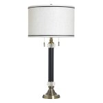 Cabar Gold Steel & Crystal Table Lamp With Twin Pull Chains 60 W