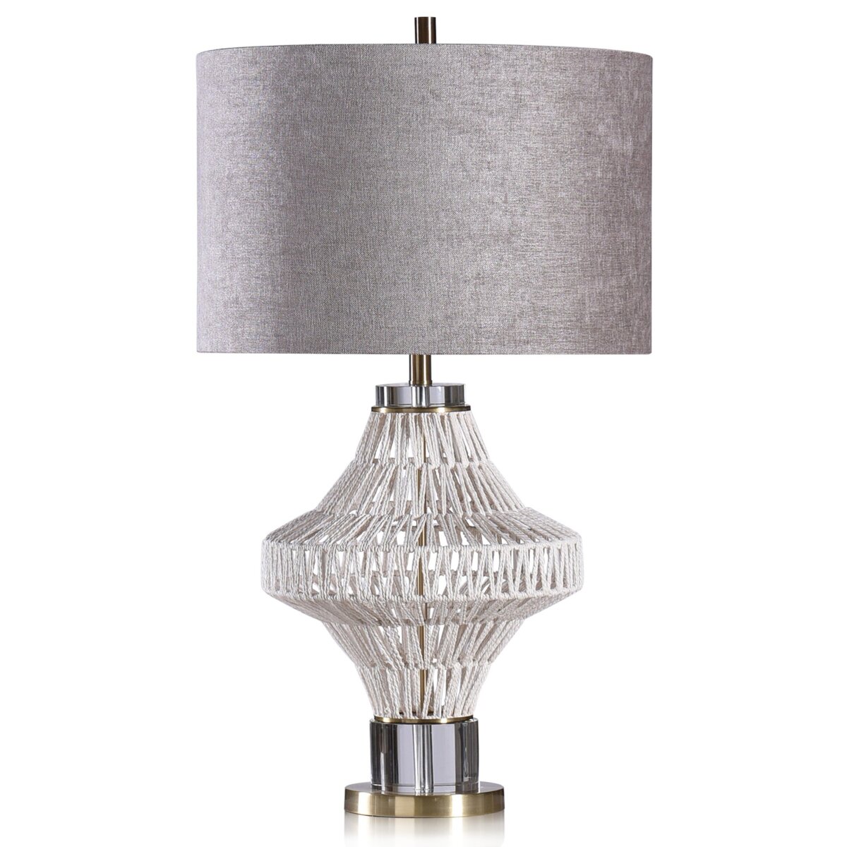 7298e4945d4483df6f8511ee83760e8e Charlotte Table Lamp | Natural Finish On Rope Body With Gold Finish On Metal And Crystal Base | Hard - Image 1
