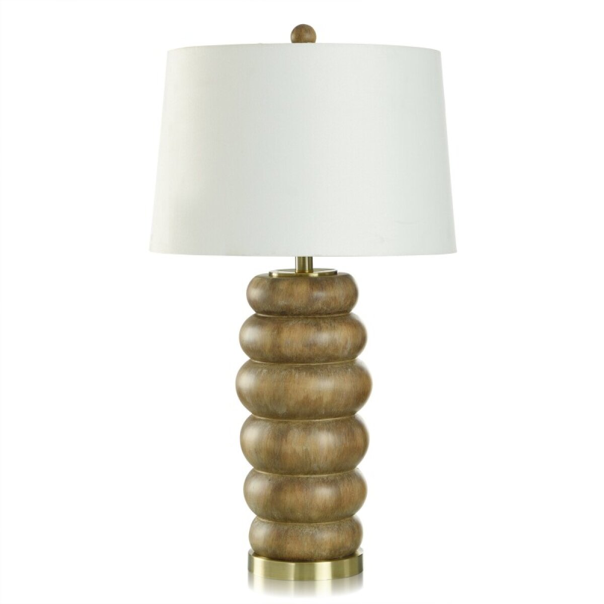 72c53448623296b1a968c1c3085ad33c Brown Wash Table Lamp Stacked Base Design Polyresin And Metal 150 Watts - Image 1