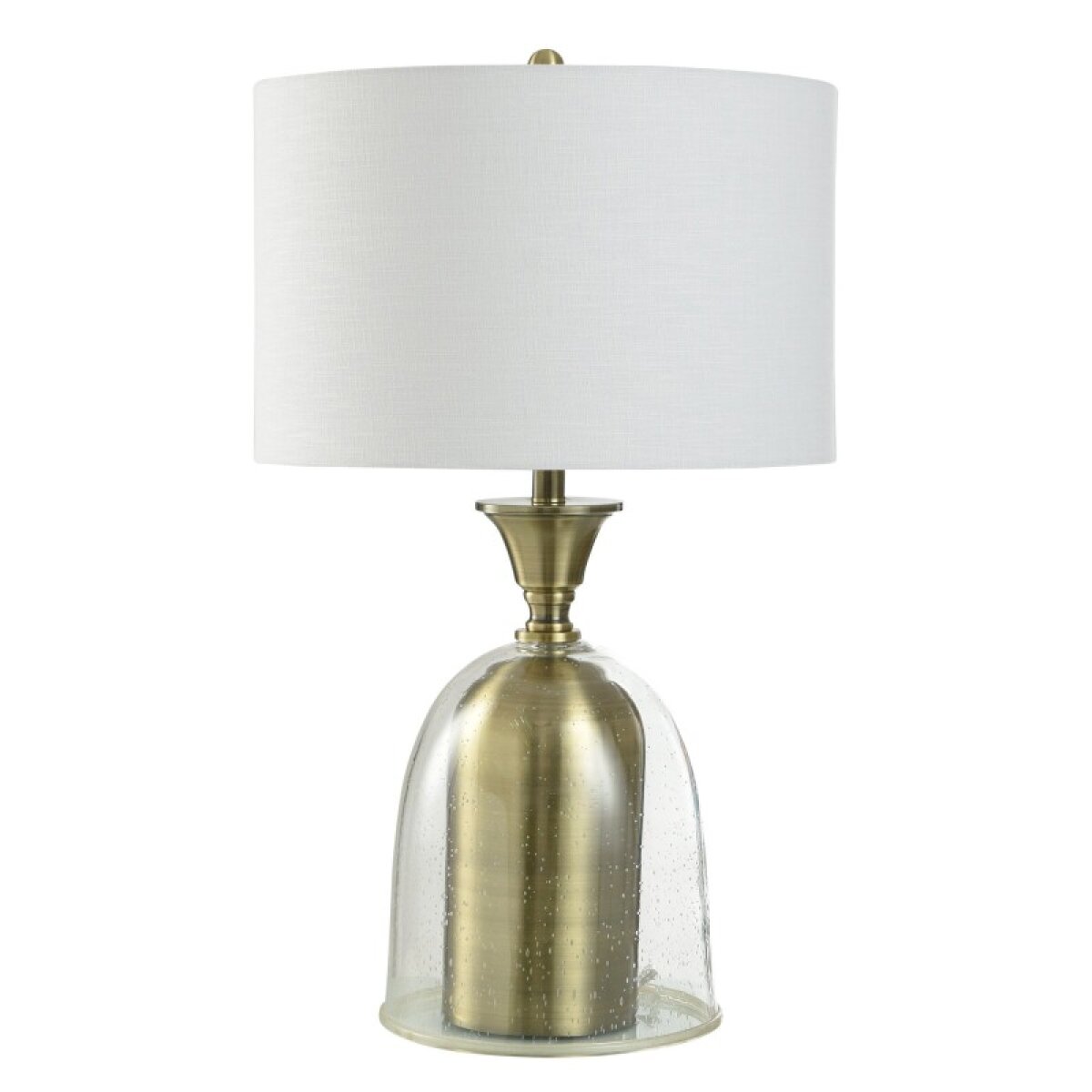 732729feed9e8f4ca9c4fc0be831d239 Clear Seeded & Antique Bronze Metal & Glass Table Lamp - Image 1