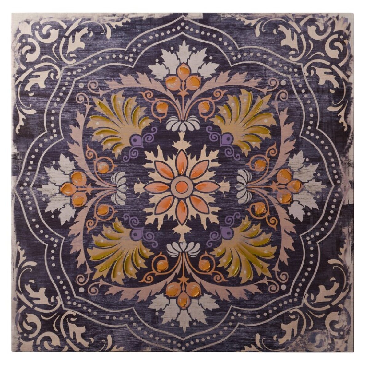 73dfc1a94428a08f361a18e04891ae7d Blue Mandela Ii Hand Painted Square Wall Art On Canvas - Image 1