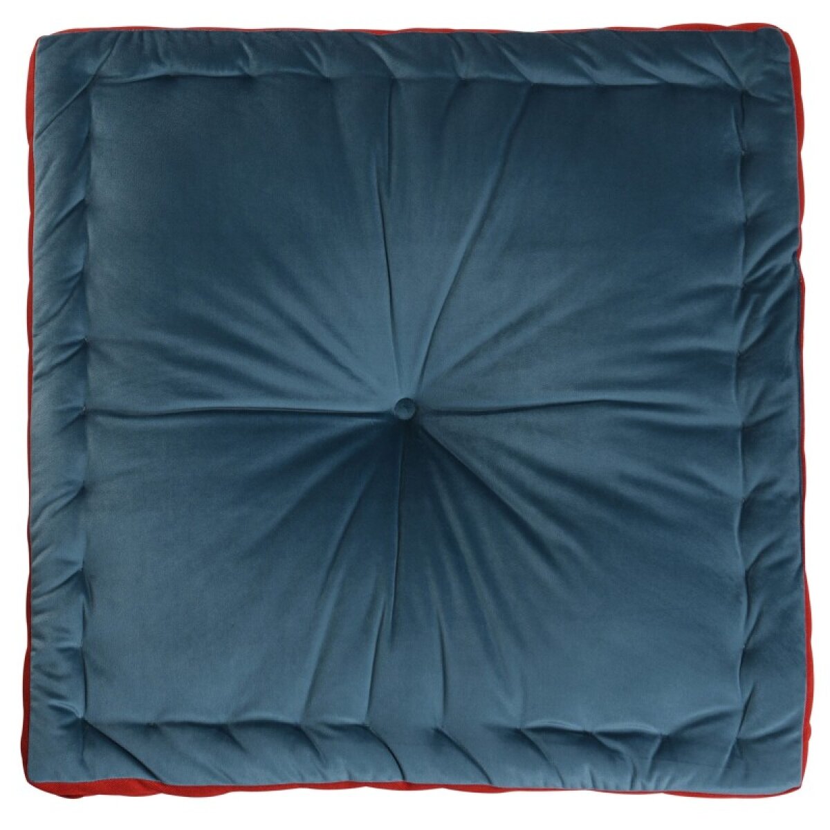 7452840da19599874e5a990564b26367 Dann Foley Lifestyle Small Nora Floor Pillow Ocean Blue Velvet And Cherry Linen - Image 1