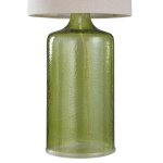 Seeded Glass In Meadow Green 215 In Tall With Natural Linen Shade - Image 4