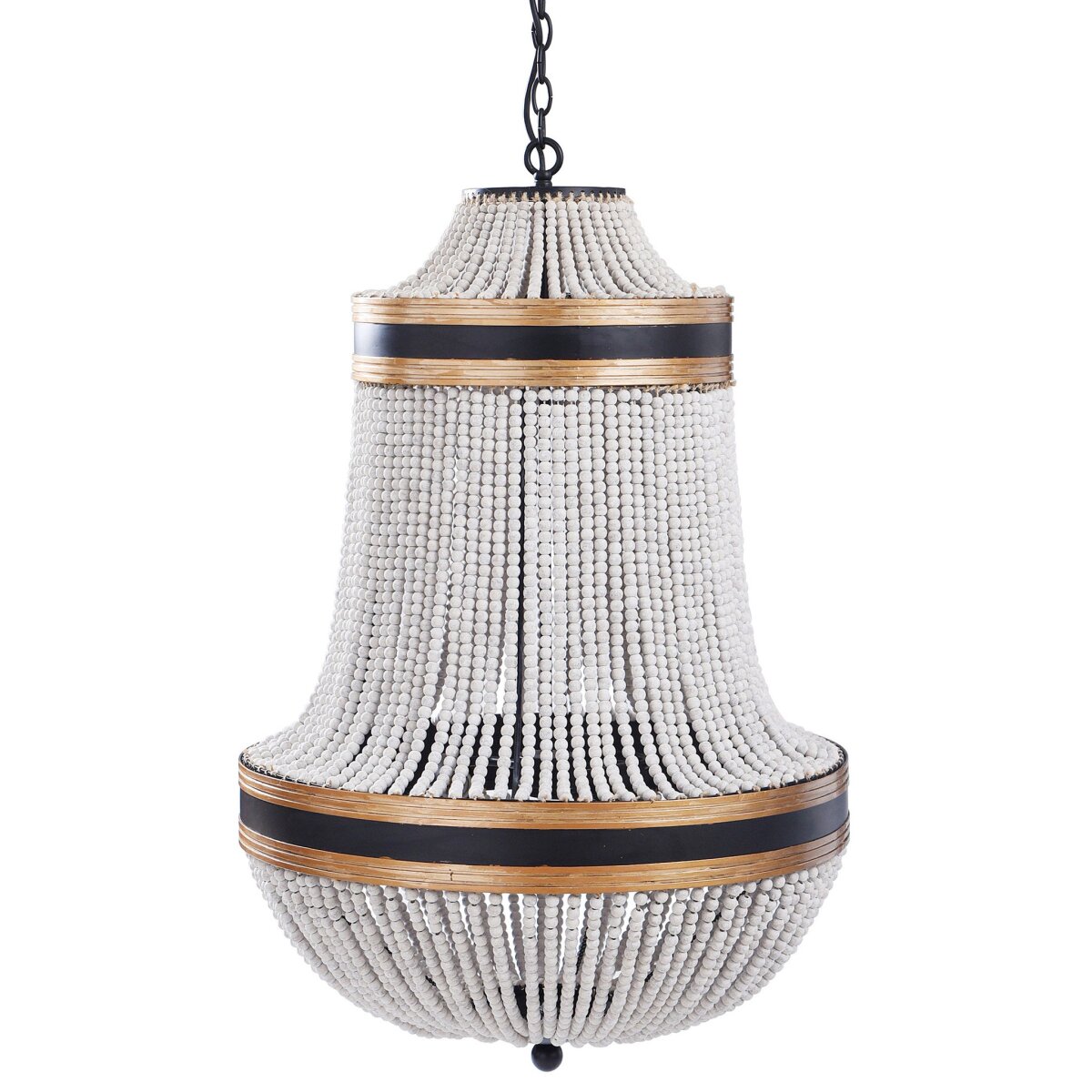 74e8991dfe892cea9baca4856f26bfab Porfino Chandelier | Natural Wood Bead Body With Gold And Black Metal Accents - Image 1