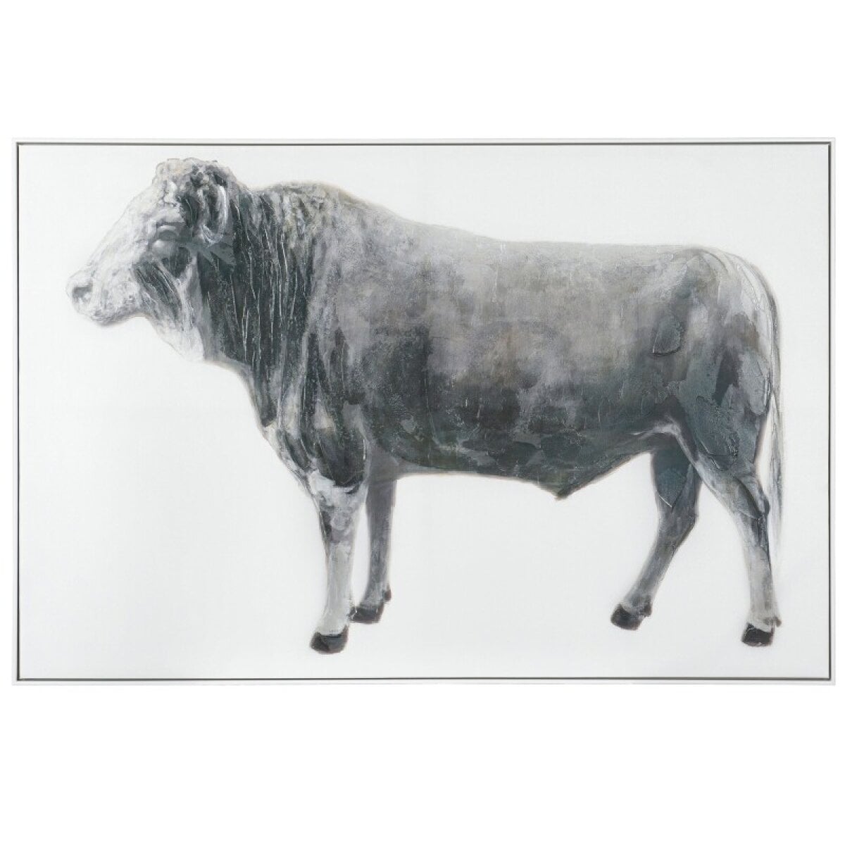 74fac8289de11147d2e9a98e6addc6ce Rustic Cow Black And White Farmhouse Inspired Canvas Art With White Frame - Image 1
