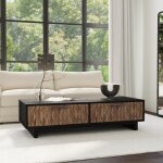 Anton Solid Wood Rectangle 4dwr Coffee Table - Black-natural - Image 12