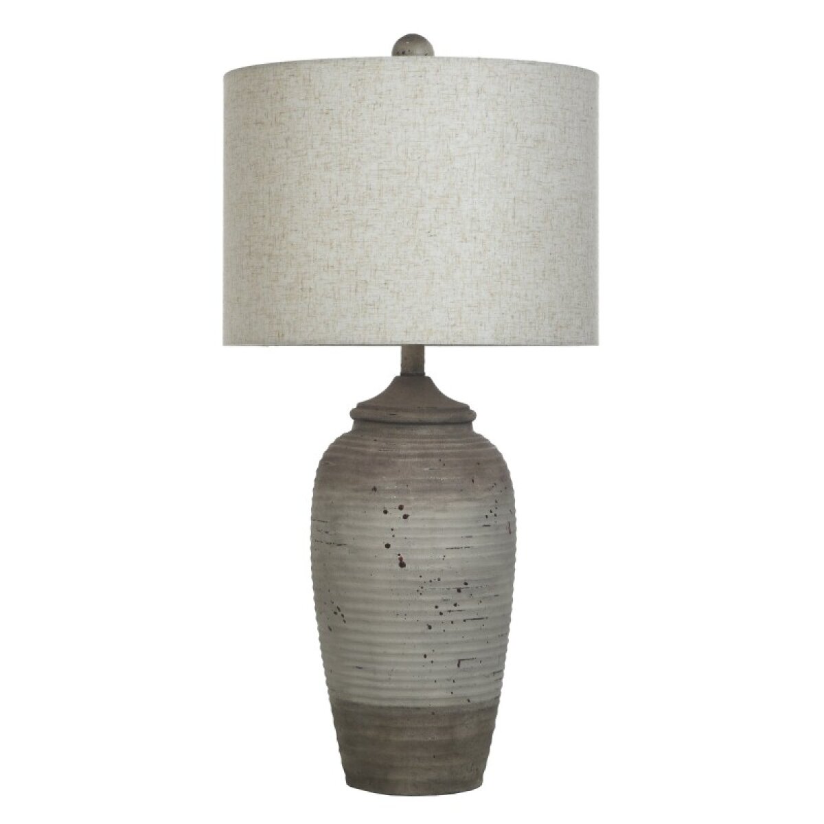 7561e0212fbc18ca88b0a0d40dc29f9f Bronzecotta Polyresin Table Lamp In Speckled Cream Finish With Linen Shade 150 Watts - Image 1