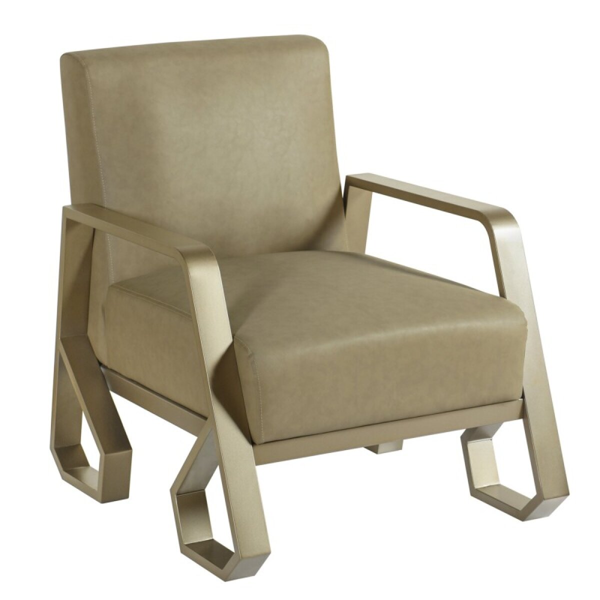 75e5c81f2ab9d2f5c3eec1079d0e577d Norman Wyatt Home Tan & Satin Gold Armchair With Meal Frame - Image 1