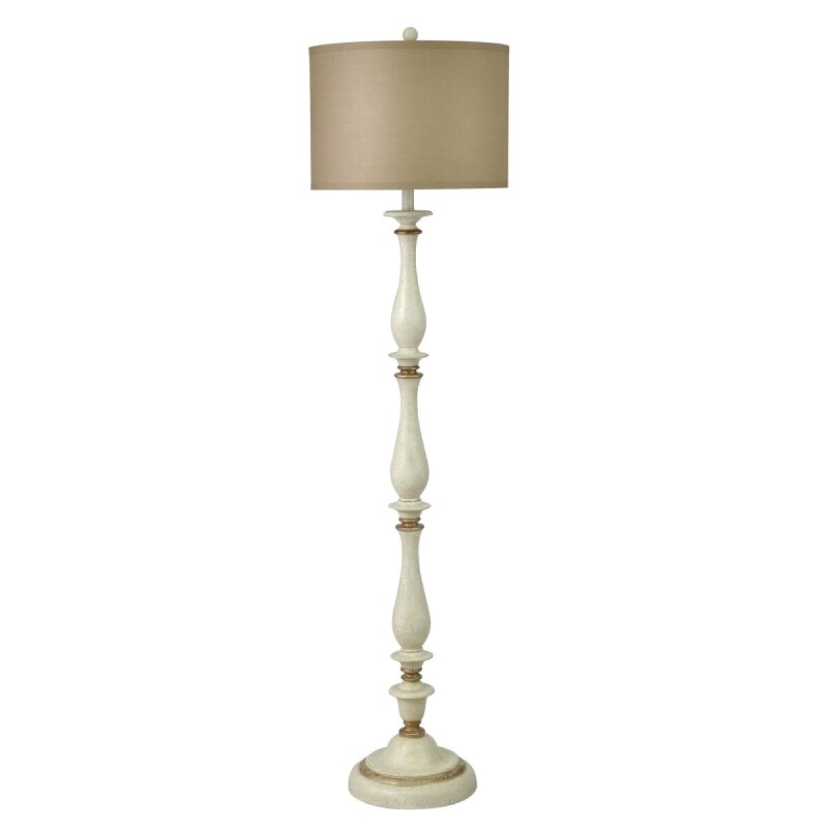 75f04c0b582f700ce6eca64219b4d858 Marseilles Traditional Classic Floor Lamp With Drum Shade In Silk Blend Taupe Fabric - Image 1