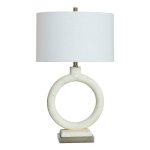 Speckled Cream Table Lamp Open Circle Cement Design In Textured Cream Finish