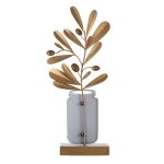 Planted Stem Metal Table Top Art Of Green Plant Stem With Gold Buds In - Image 4