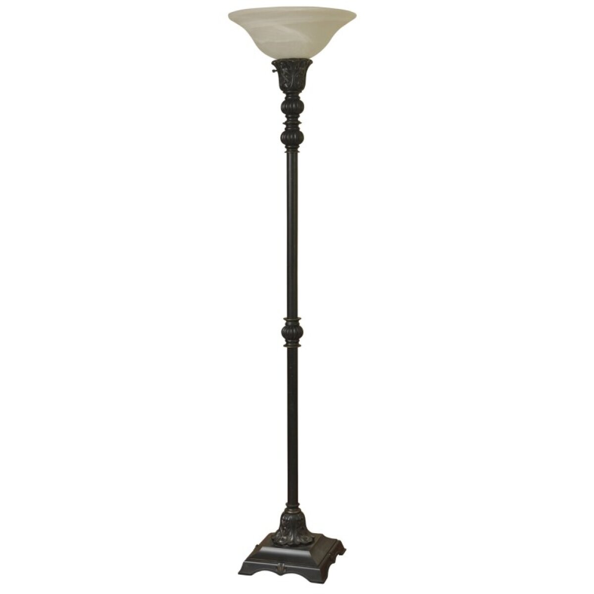 783009db525117ed576c86f1ea4e4ecb Madison Bronze Torchiere Lamp White Glass Shade - Image 1