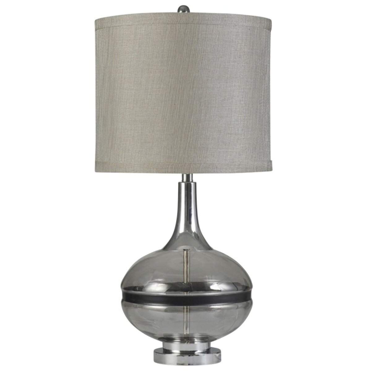7864dddfc1a41695e3e77851a1b13dd5 Elyse Smoke Transitional Glass And Steel Table Lamp 150w 3-way Hardback Shade - Image 1