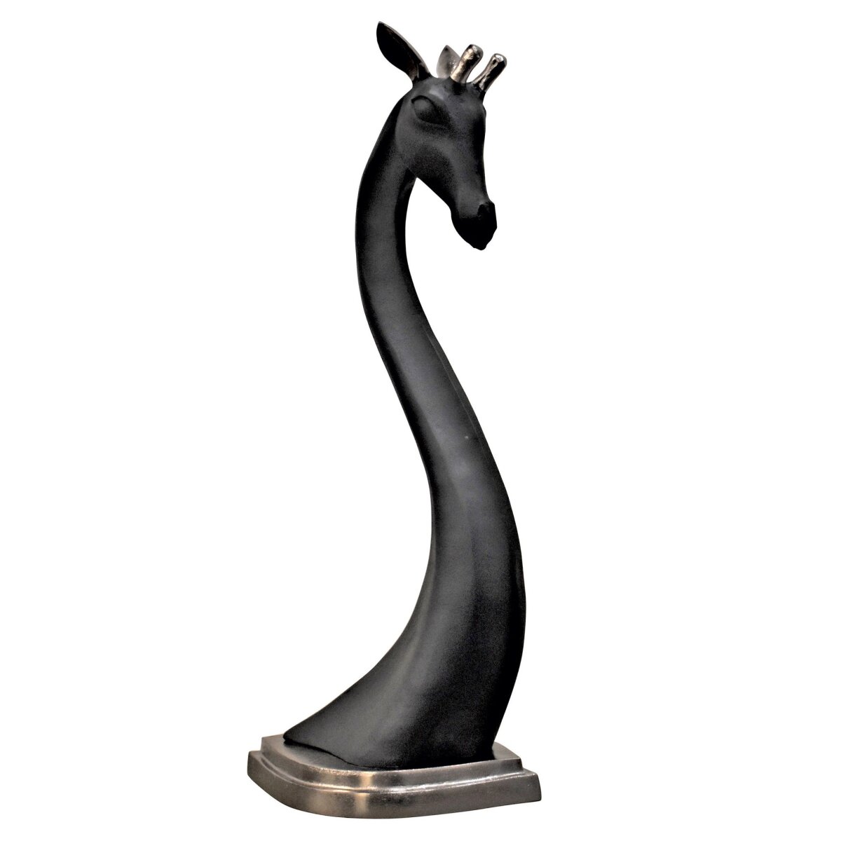 790c8d50ec002bdf6edc199246f1363f Dayo Giraffe Statue- Large | Black Finish On Aluminum With Antique Nickel Base - Image 1
