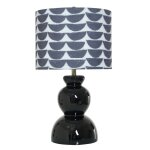 Norman Wyatt Home Wedge Gloss Black Ceramic Table Lamp 28in