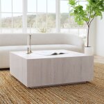 Layne Solid Wood Square Coffee Table W Casters - Milk White - Image 6