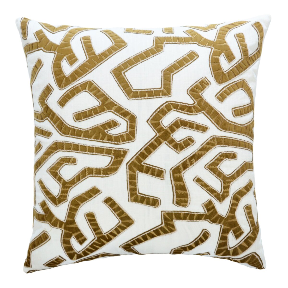 7a67f6d7d2d5a754271a56dc34c3b4ff Jase Pillow- Mustard | Linen With Mustard Velvet Applique | Down Insert - Image 1