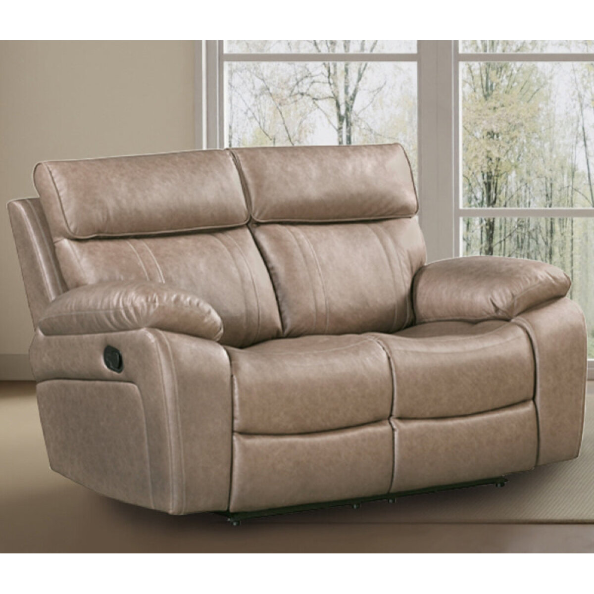 7aee8d92d16717ab08a5bf985f6648a0 Theon - Stokes Toffee Manual Loveseat - Image 1